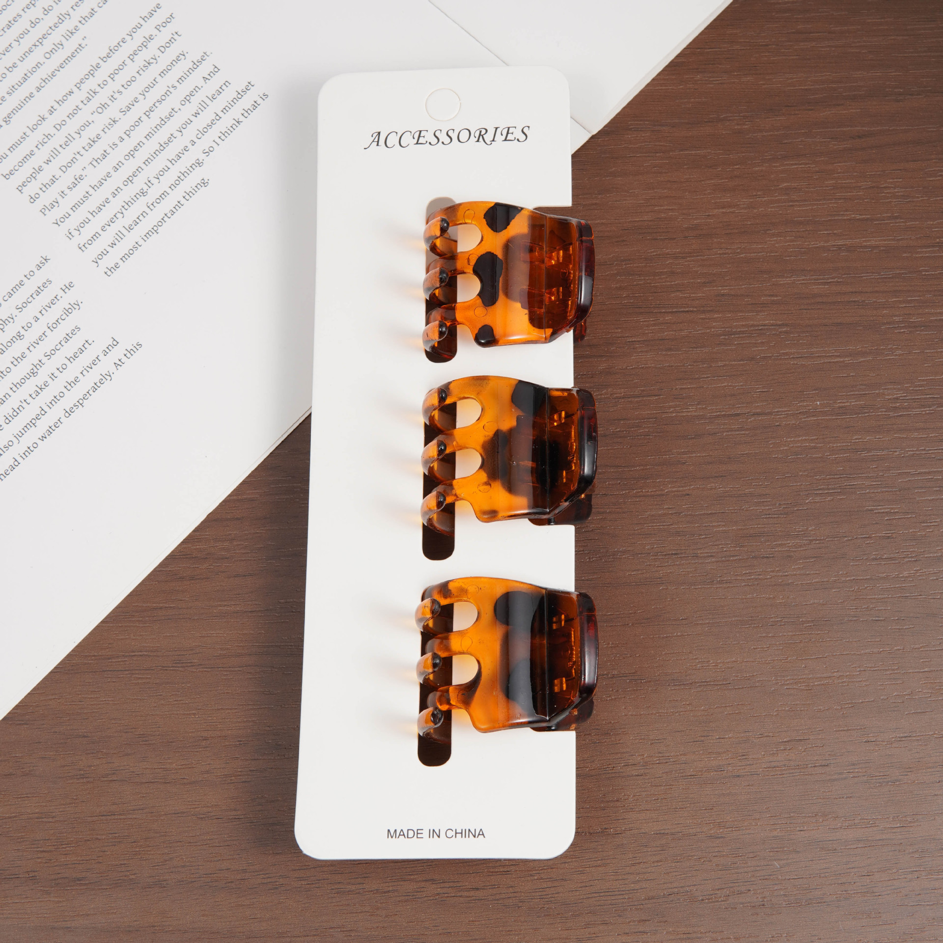 3.5cm 상단 카드(밝은 대모갑) 3개 세트