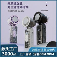 正品跨境透明机甲风手持风扇半导体制冷数显百档大风力续航小风扇