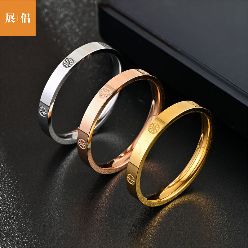 3mm New Titanium Steel Plain Ring Couple Ring Accessible Luxury Niche Design Rice-Shaped Fashion Simple Open Ring Gift