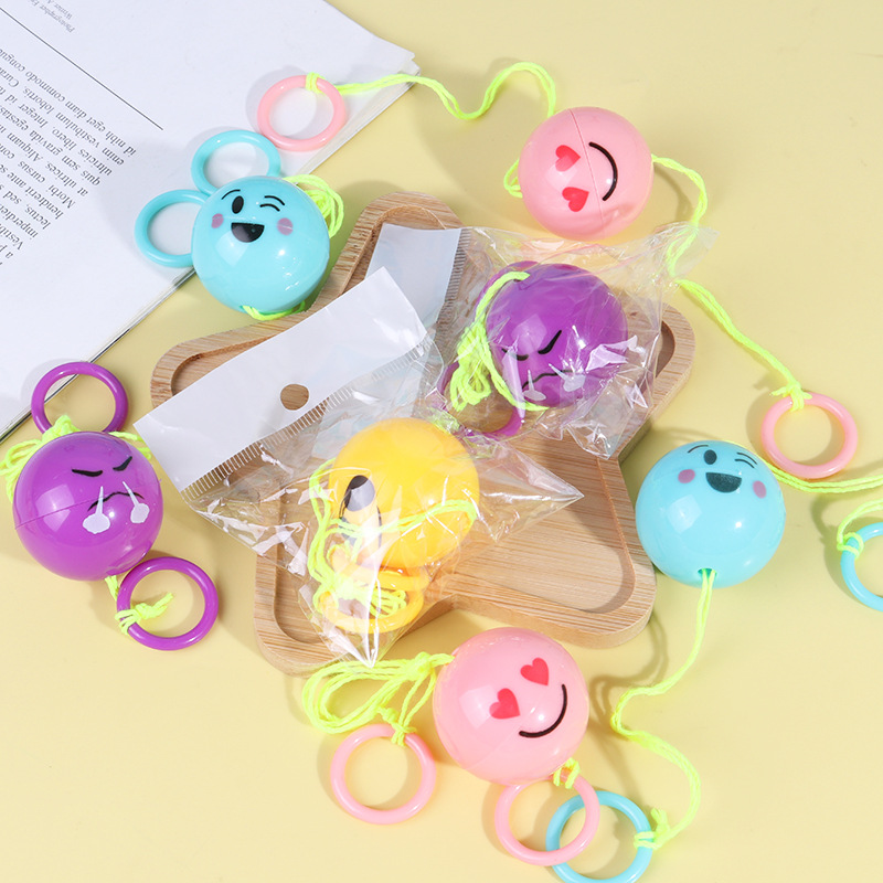 Smiley, silbato, bola voladora, ejercicio ojo-mano para niños, volante de línea de tracción para niños, juguete de descompresión, juguete educativo infantil