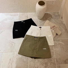 WGWE7256卡其裙裤女复古a字半身裙显瘦半裙短款包臀裙裙裤  W7256