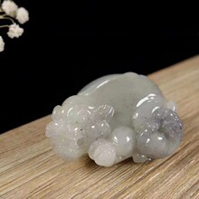玉器工艺品天然新疆和田玉青花籽料母子貔貅手玩件男女手把件批发