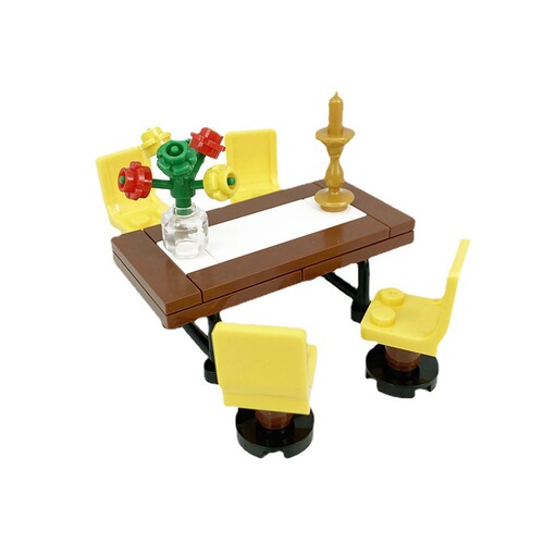 MOC small particles modern home sofa TV cabinet dining table coffee table indoor decoration furniture block scene accessories