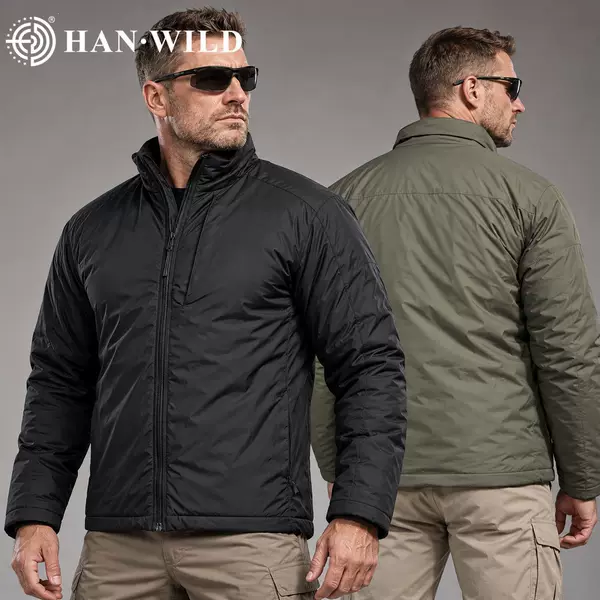Han Ye Flame Heat Reflection Tactical Cotton Jacket for Autumn and Winter Outdoor Warmth, Windproof Commuting Cotton Coat, Lightweight Tactical Jacket