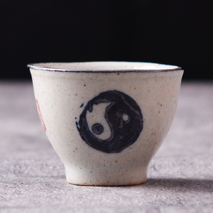 Ji Xuan Pin Coarse Pottery Hand-painted Tea Cup Jingdezhen Ceramic Tea Tasting Cup Tai Chi Single Cup Fragrant Cup Antique Kung Fu Tea Set
