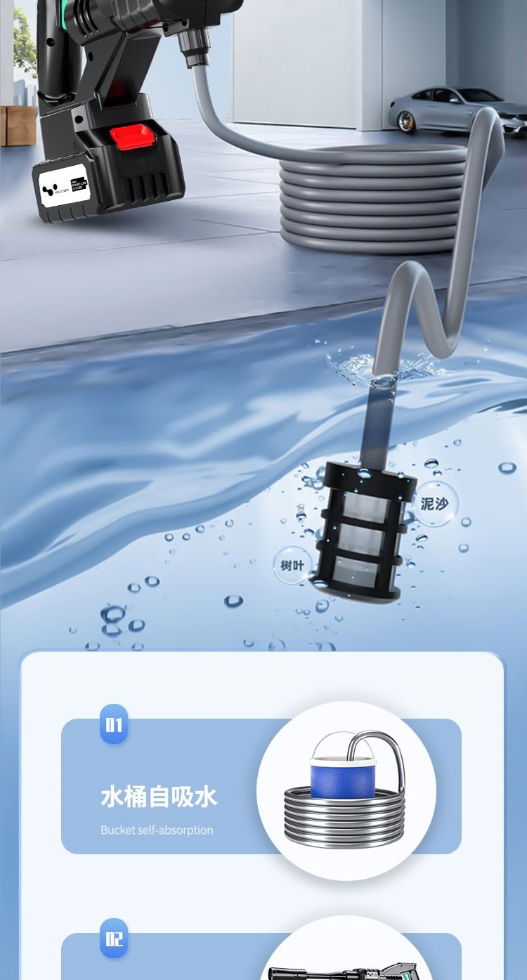 Laiben high-pressure car wash water gun, household booster cleaning water pump, wireless lithium battery car washer