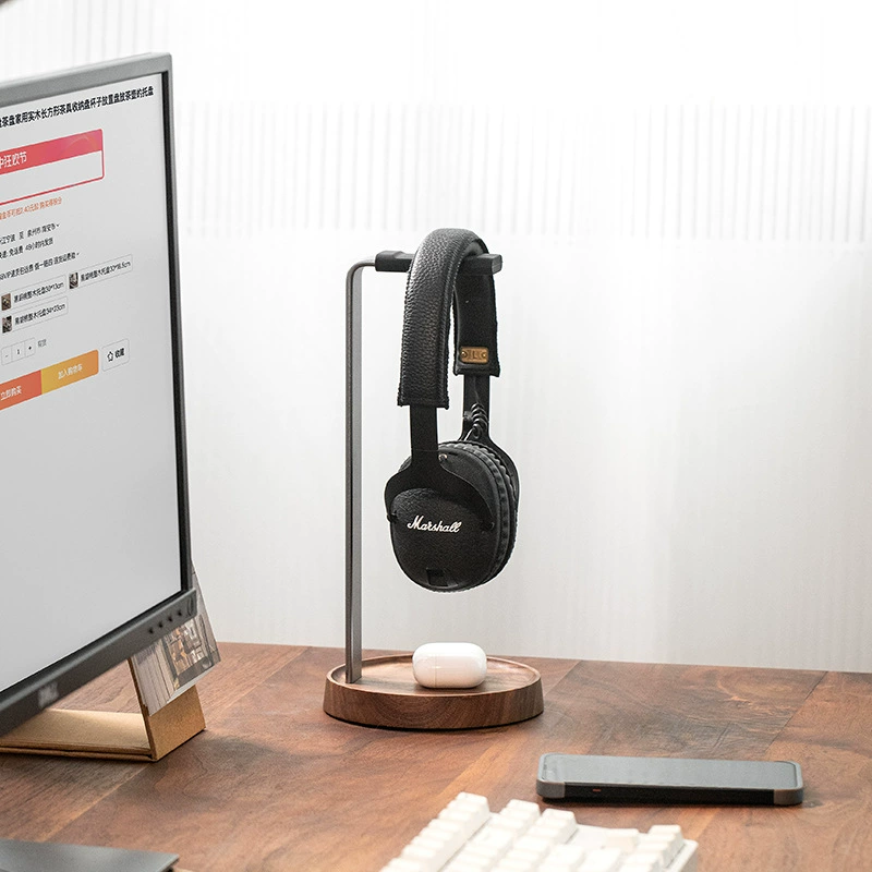 Подставка для наушников контроллера, полка для игрового контроллера «два в одном», домашняя полка из черного ореха, полка из цельного дерева, полка для хранения, демонстрационная полка