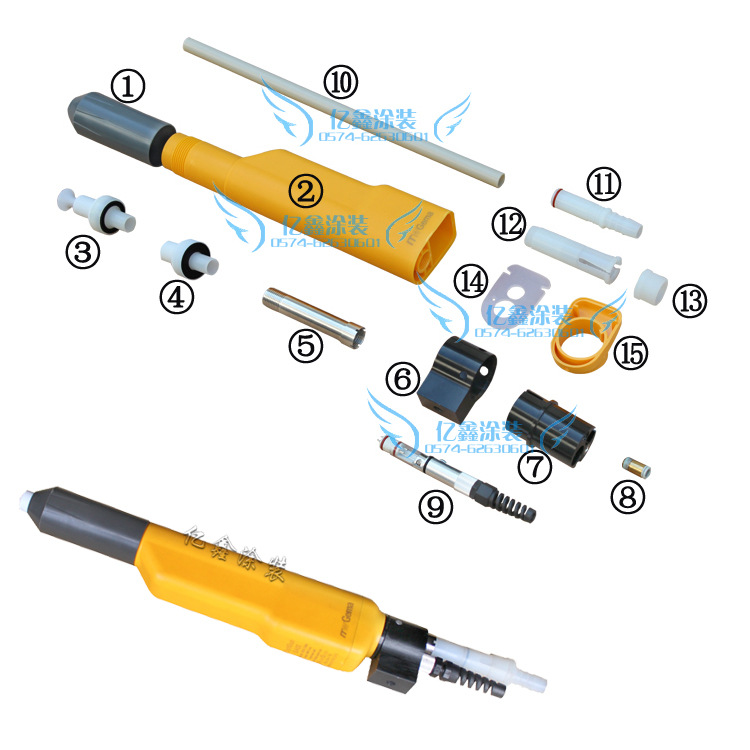 金马GA02自动喷枪配件放电针内粉管粉管接头枪座枪套扁喷嘴枪壳