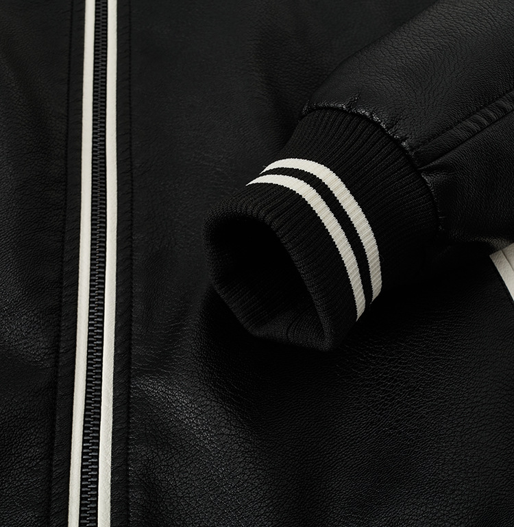 Herr bikerjacka i konstläder slim fit med ståkrage_voghion.com