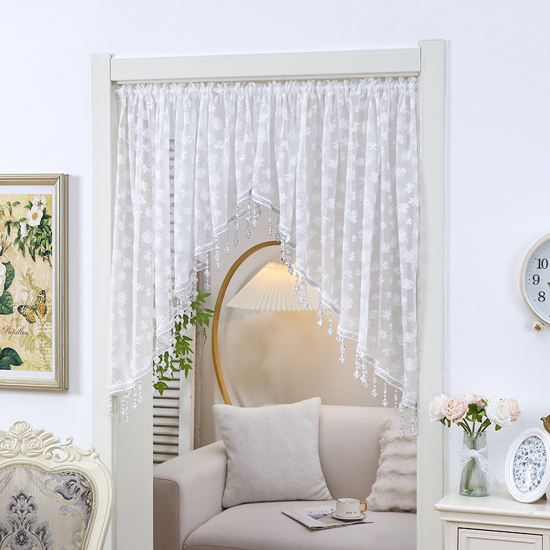 Punch-free Retro French Style Lace Door Curtain Half Curtain Partition Curtain Bedroom Shelter Curtain Girl's Gauze Curtain New Small Curtain