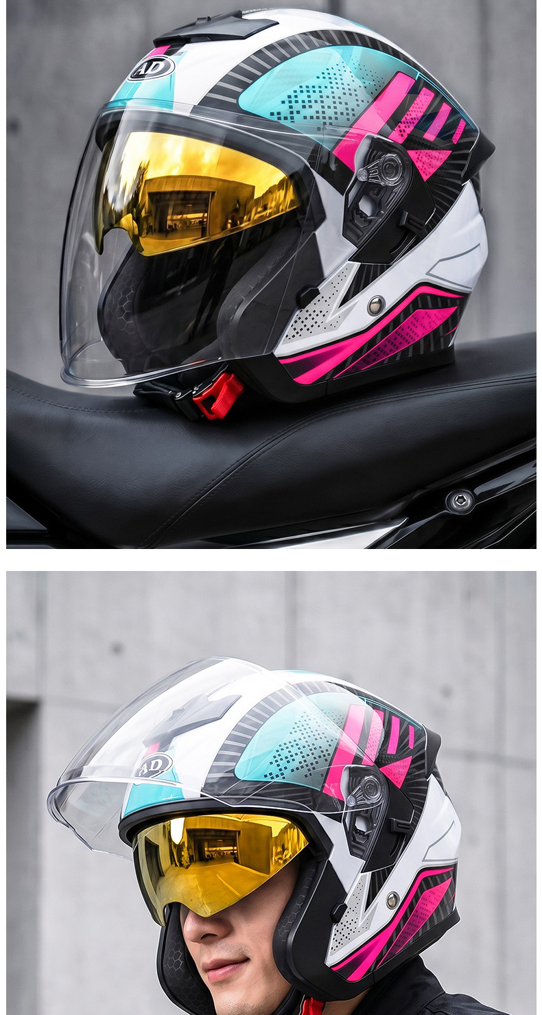 Ad Electric Motorcycle Helmet 3C Certified Men's and Women's Motorcycle Riding Half Helmet Breathable All-Season Safety Helmet