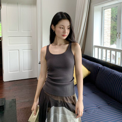 DIGM | 2025秋季极简风松弛感打底内搭无袖弹力针织背心女A8M001