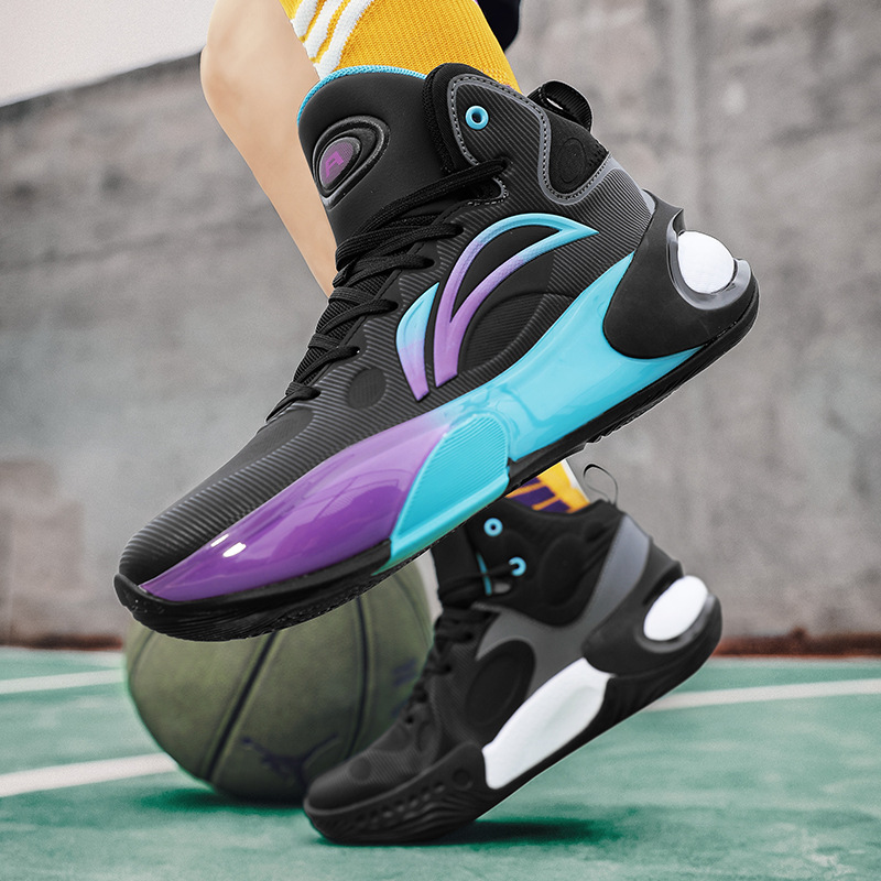 Auténticos zapatos de baloncesto Yushuai 17 para hombres, niños grandes, piso de cemento profesional, fricción de combate real, cojín de aire con sonido, zapatos deportivos con amortiguación