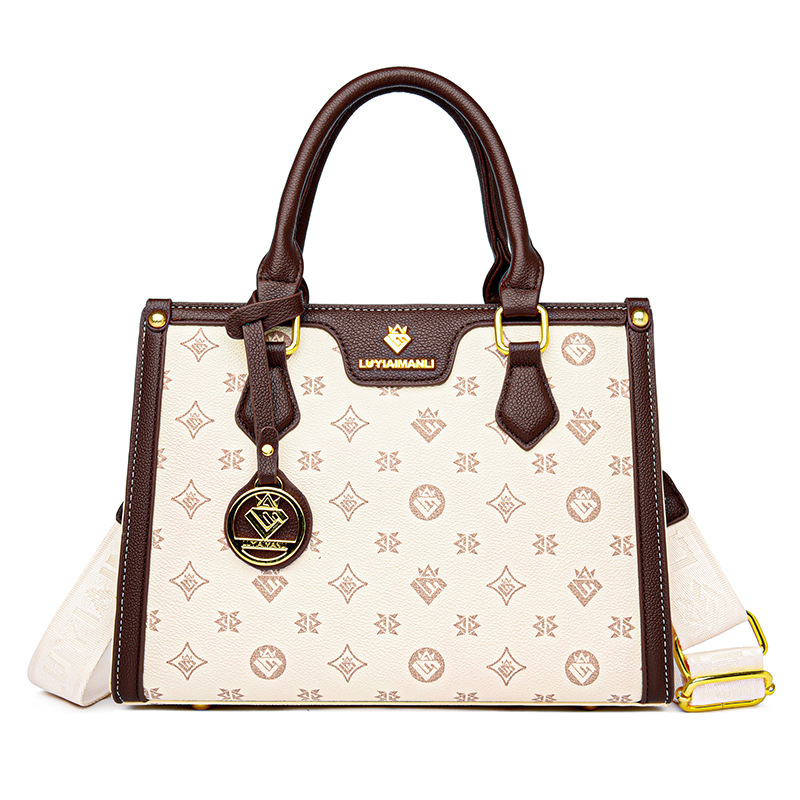 핸드백 새로운 대용량 2024 가을 어머니 가방 인쇄 우아한 우아한 여성 가방 편리한 어깨 가방