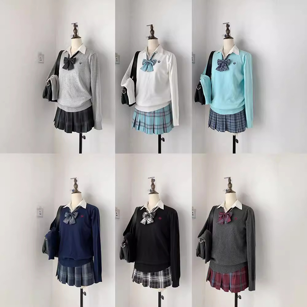 Original JK Uniform Embroidered Solid Color Pullover Sweater Japanese Versatile College Style Knitted Sweater School for Women in Autumn, Winter and Spring