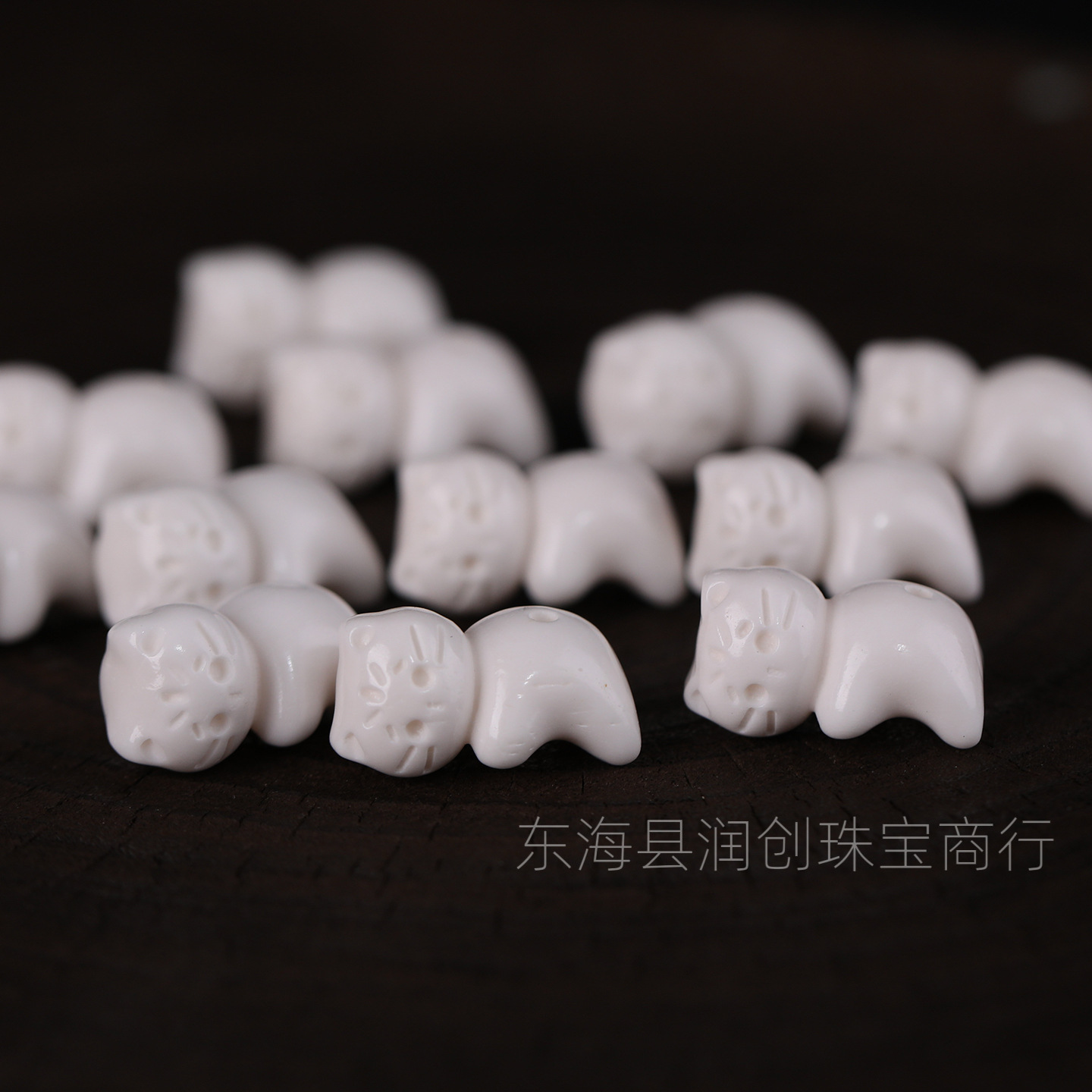 Camel bone carved lying cat spacer beads DIY handmade craft Buddhist bead bracelet accessories