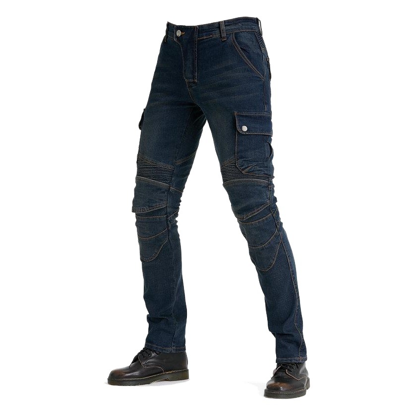 Fábrica directa herramientas multi-bolsa motocicleta jeans hombres kevlar motocicleta elástico resistente a la caída pantalones de montar