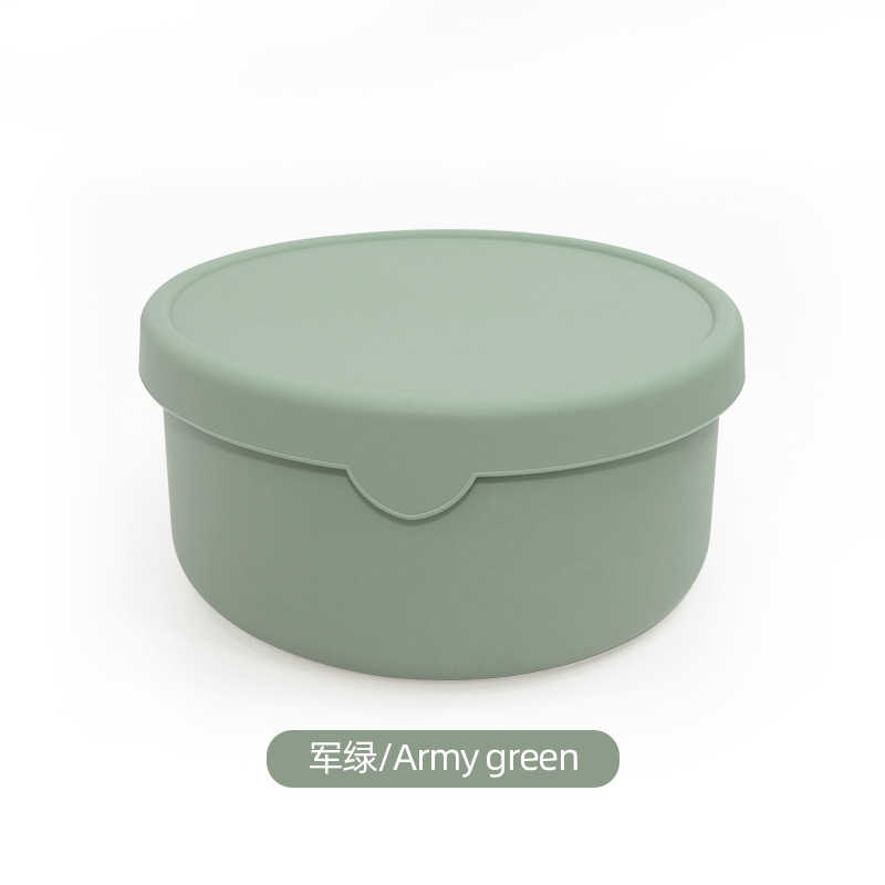 Caja de silicona redonda sellada aislamiento térmico caja de almuerzo calentamiento por microondas con cubierta