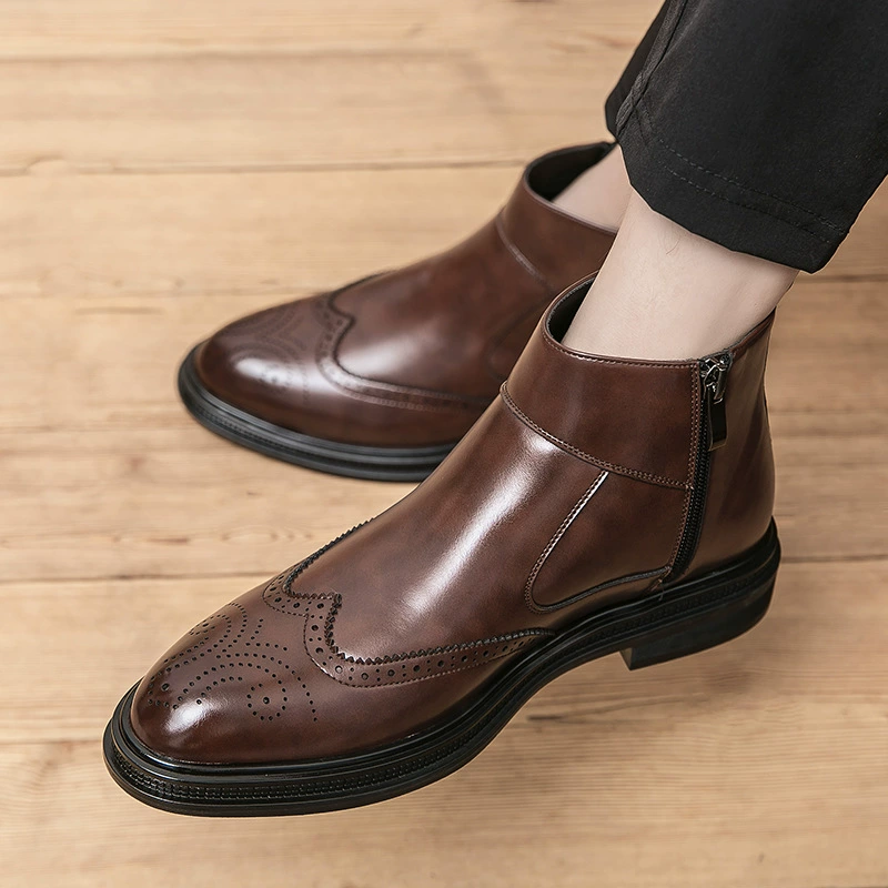Высокие кожаные туфли 2022 осень-зима Новые резные Мужские ботинки в стиле ретро, броги, британские высокие туфли, ботинки Chelsea Martin