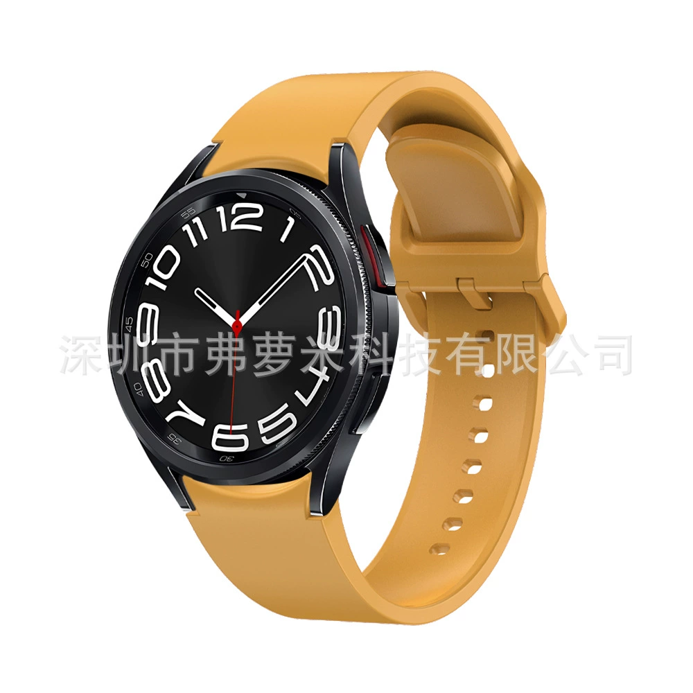 Подходит для Samsung Galaxy Watch6 быстрая защёлка однотонный силиконовый ремешок с пряжкой press buckle новый спортивный дышащий браслет