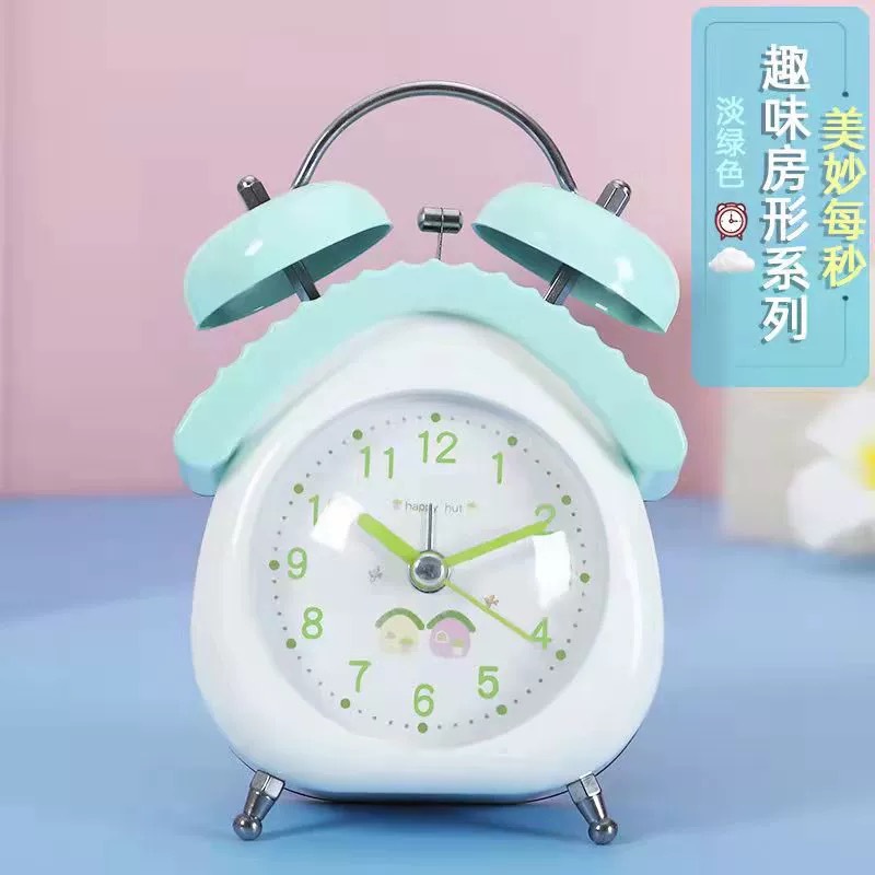 Directo de fábrica linda casa forma campana reloj de alarma estudiante niños mudo reloj creativo tipo al por mayor reloj de alarma