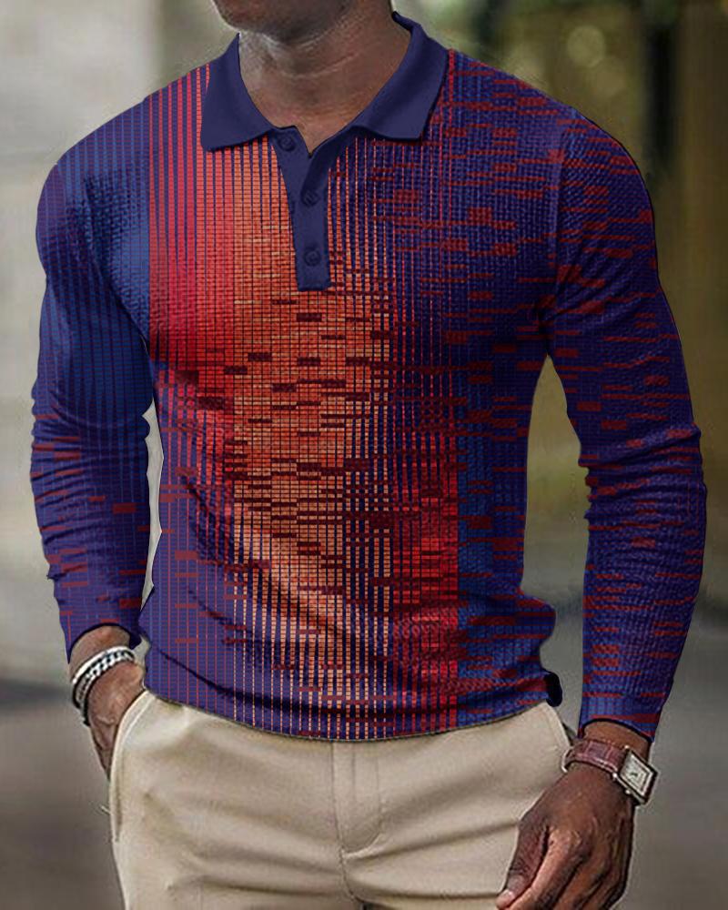 Polo a maniche lunghe da uomo con stampa digitale e collo ampio_voghion.com