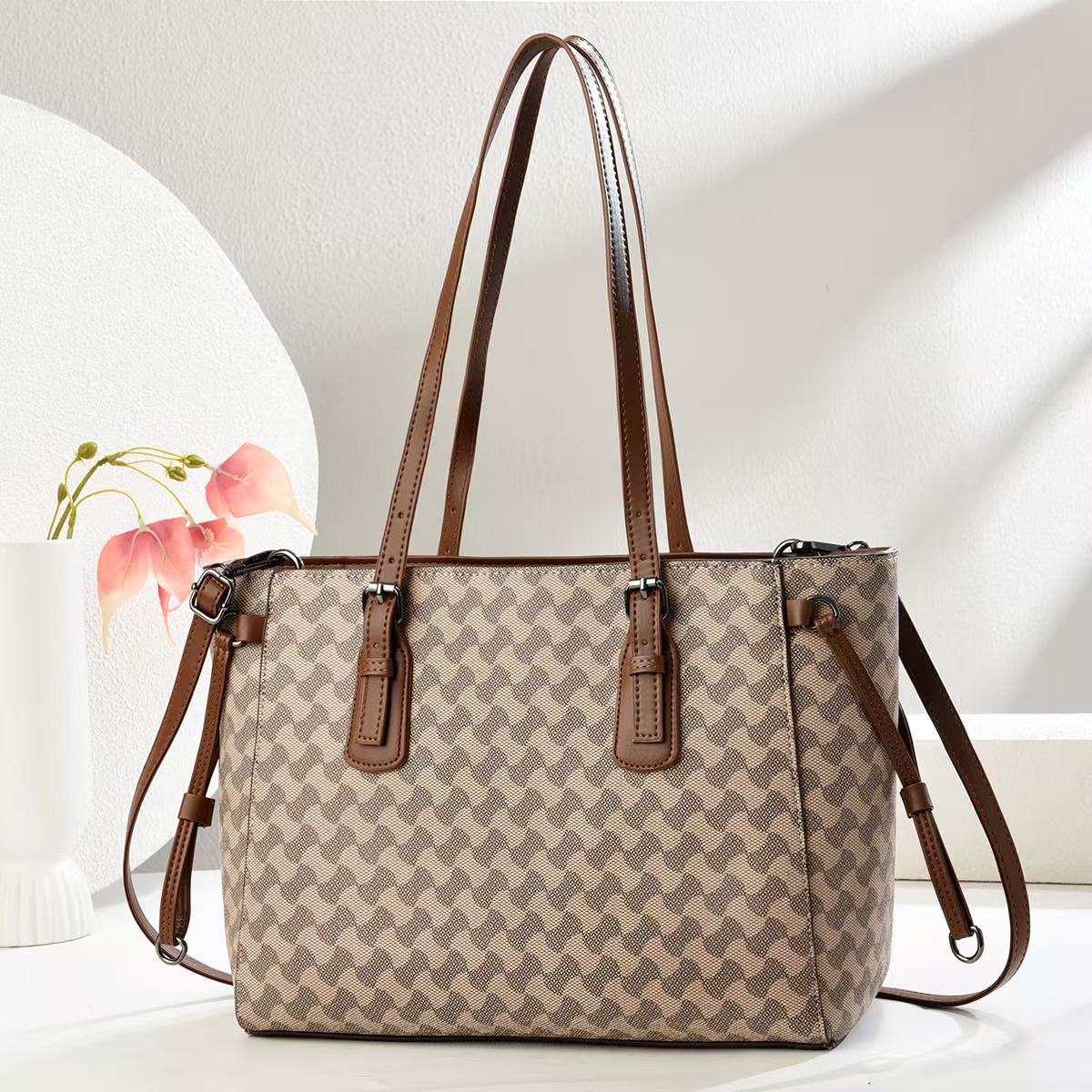 Bolso de gran capacidad de comercio exterior, bolso de hombro, bolso de mujer de cercanías a cuadros, bolso de hombro de ocio, bolso de moda, ocio