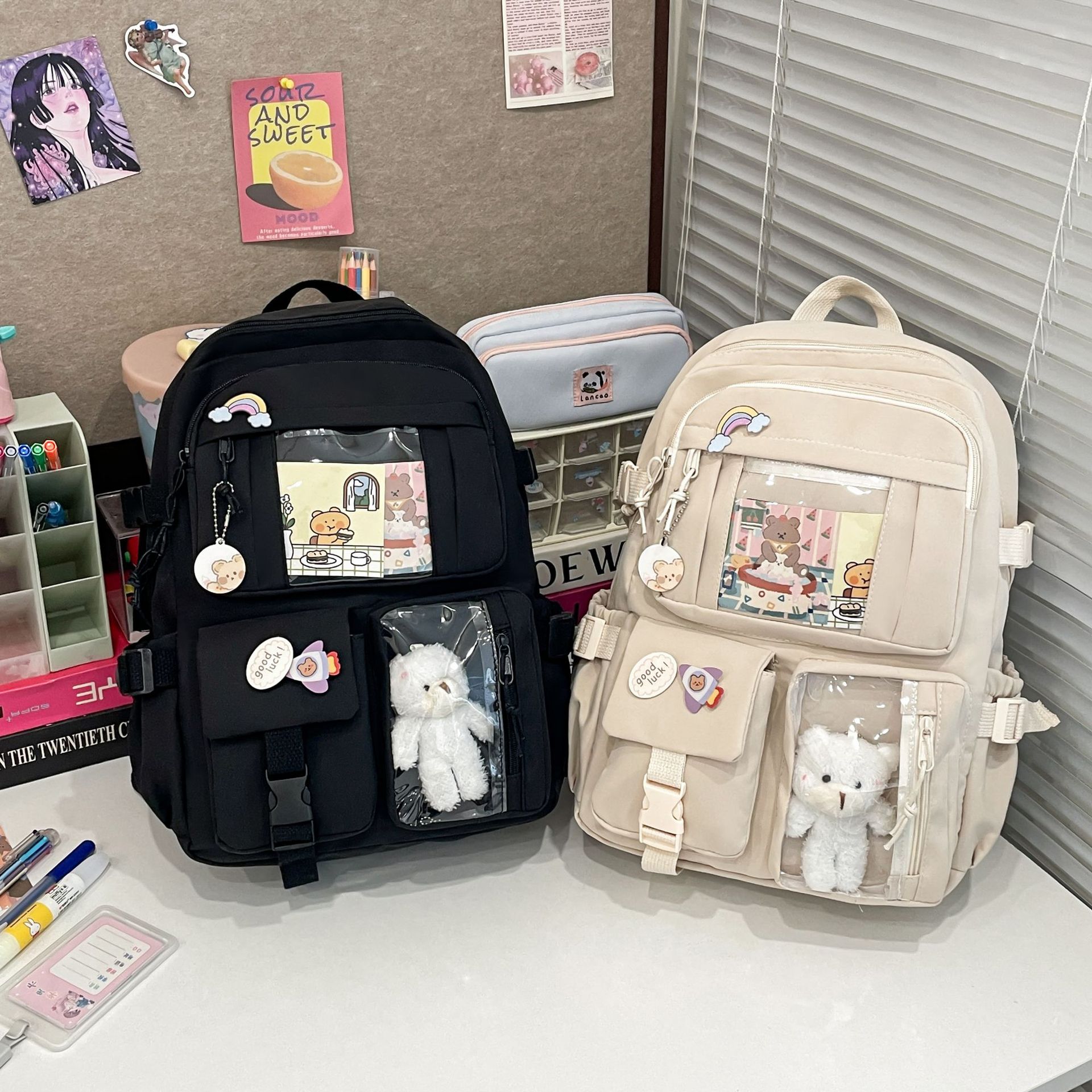 Mochila de estudiante de secundaria de gran capacidad estilo ins