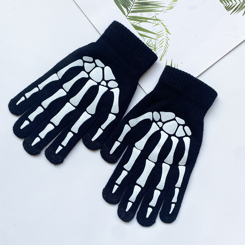 亚马逊欧美跨境夜光骷髅头骨爪手套万圣节发光手套Skull Gloves|undefined