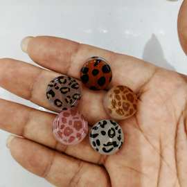 18mm个性烤漆印豹纹圆片 DIY手工串珠散珠串笔手机链挂件饰品配件