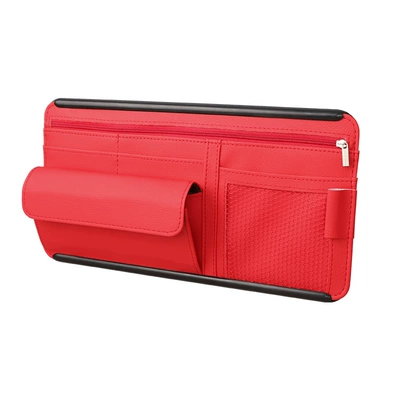 Car Glasses Clip/Bill Clip Multifunctional Car Interior Glasses Case - red