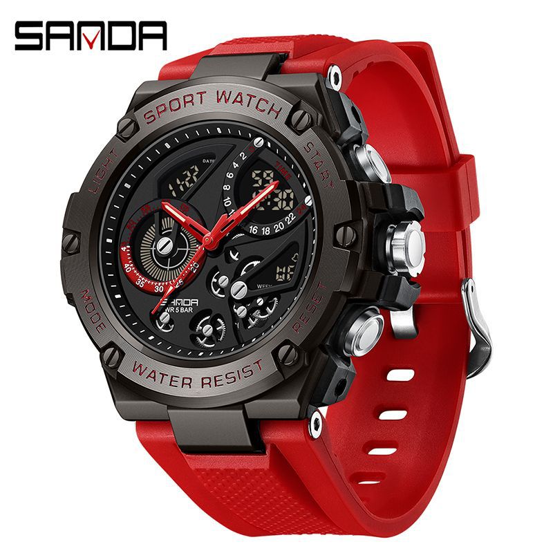 Sanda reloj, reloj electrónico multifuncional para estudiantes de secundaria junior, despertador de luz nocturna coreano, reloj masculino a prueba de agua y choque