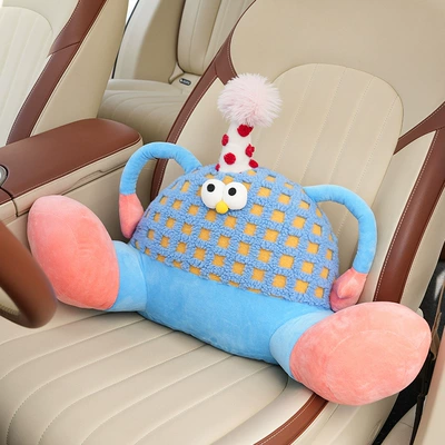 Monster Car Cushion Comfortable Car Waist support - plush-big-foot-monster-waist-check-blue