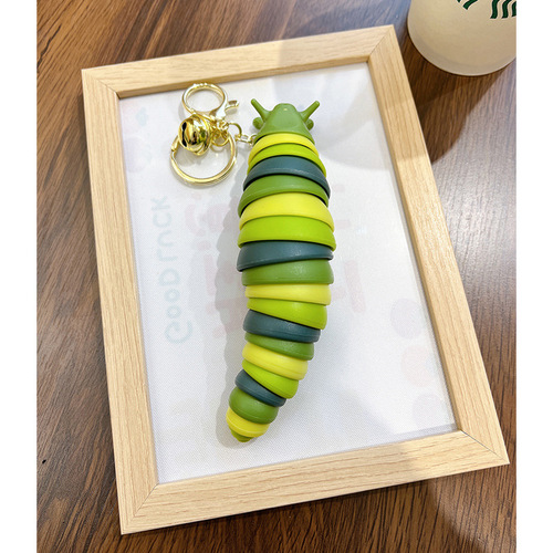 TikTok car color pendant fingertip snail slug bag toy decompression caterpillar keychain for women