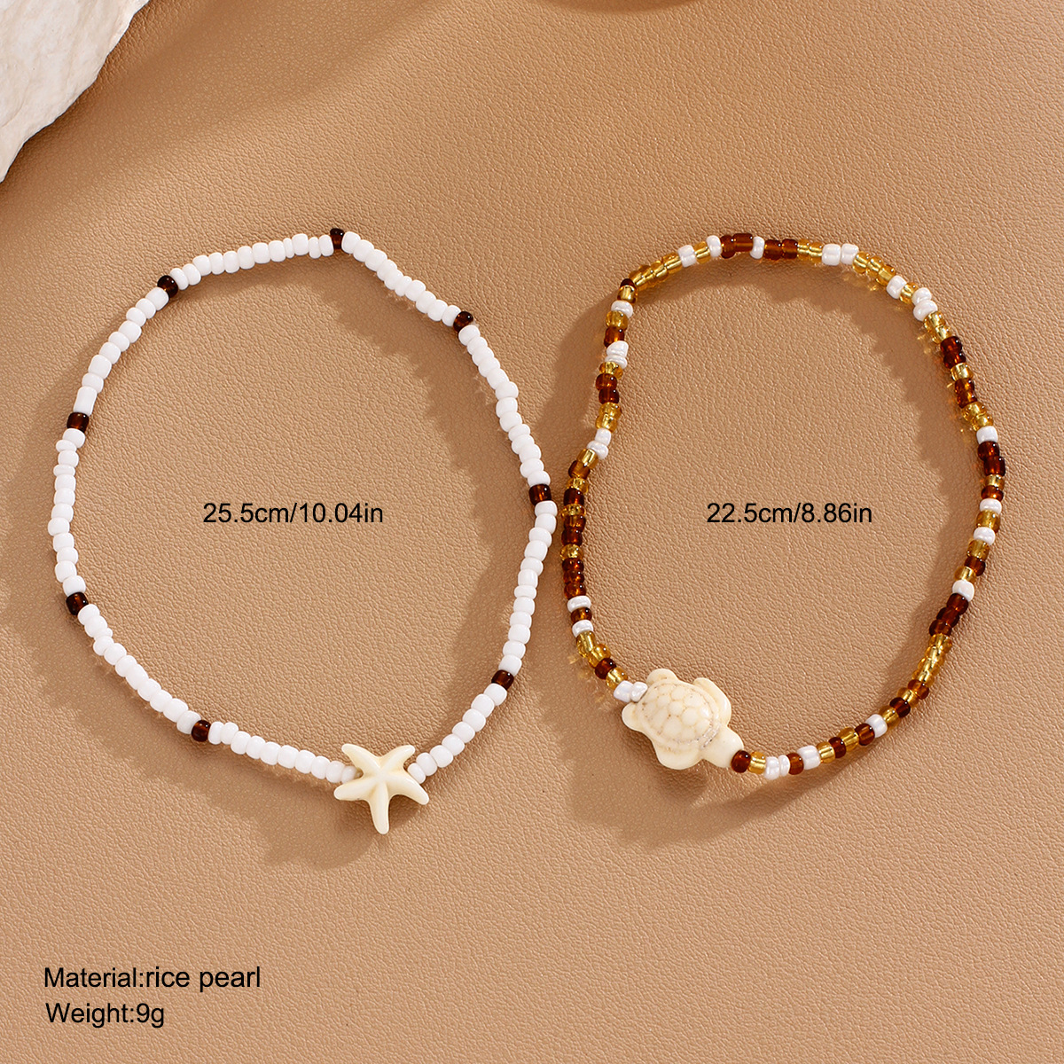 Han Zhi Shang Europa y los Estados Unidos estrellas de mar transfronterizas tortuga arroz perlas de arena doble pie de playa venta caliente mar de vacaciones set de tobillas para mujeres