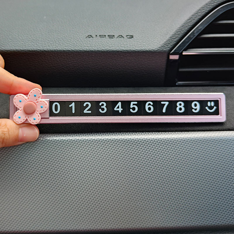 핑크 포인트 꽃-분말 합금 슬라이딩 주차 카드