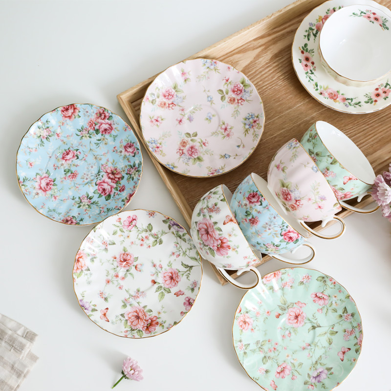 European-Style Ins-Style Afternoon Tea Coffee Cup and Saucer Set for Home Use, Ceramic English Afternoon Tea Black Tea Cup, Direct Sales from the Manufacturer