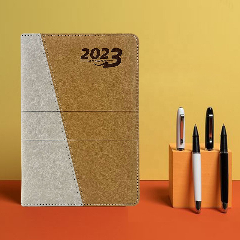 Amerpromo 2023 A5 하드 커버 구성 일기 365 일정 일기 플래너 주간 플랫 레이아웃 펜
