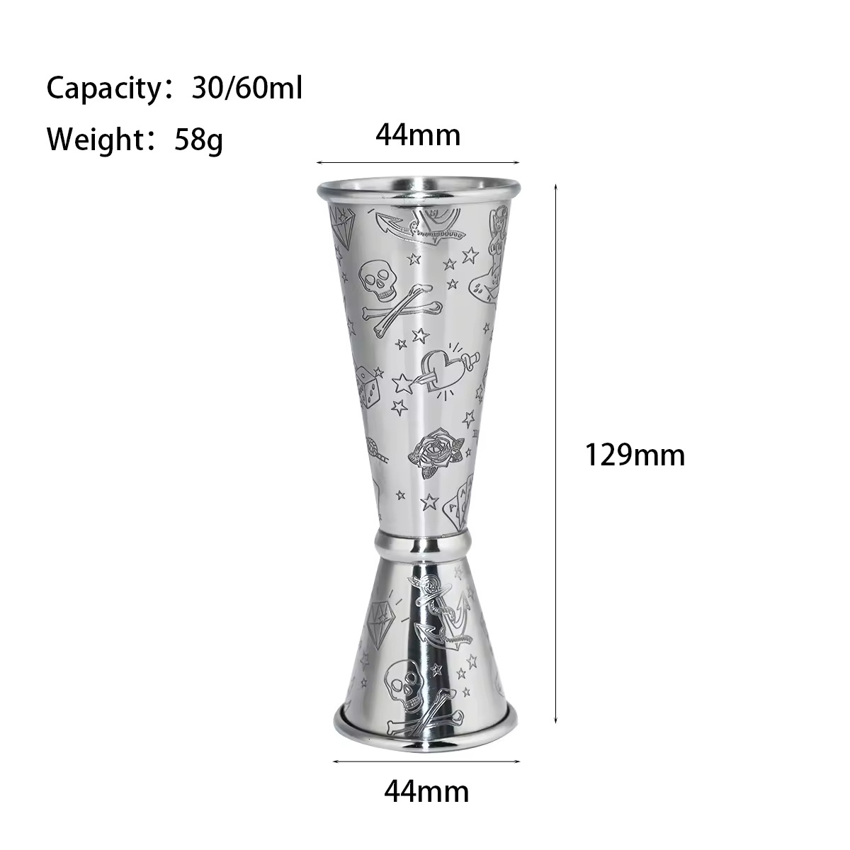 30/60 롤링 에칭 계량컵
