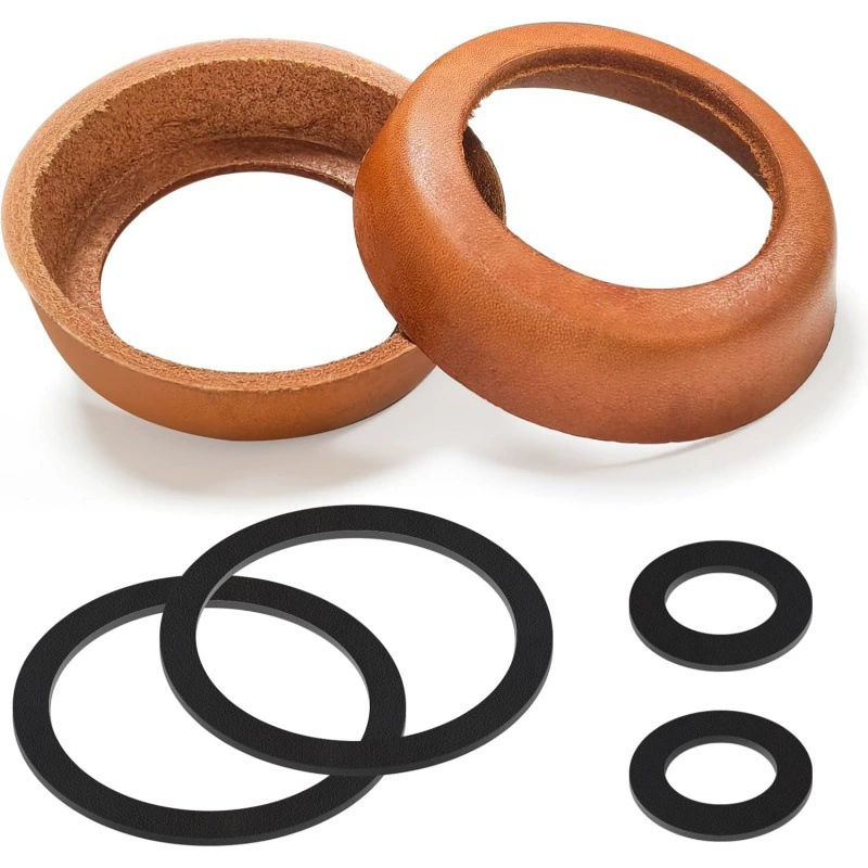 Комплект аксессуаров для водяного насоса 75-го типа: кожаные манжеты, резиновые прокладки (большие и малые), поршневые цилиндрические заглушки, чугунные детали для ручного водяного насоса (полный комплект)