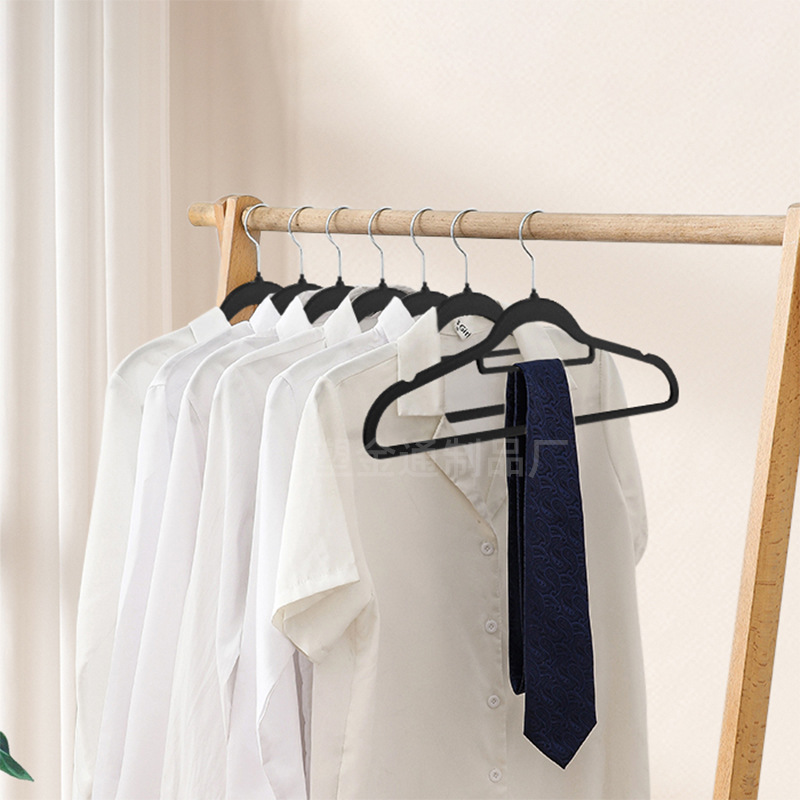 Flocado transfronterizo al por mayor armario doméstico acabado percha de almacenamiento antideslizante colgante de ropa sin costuras soporte de plástico grueso