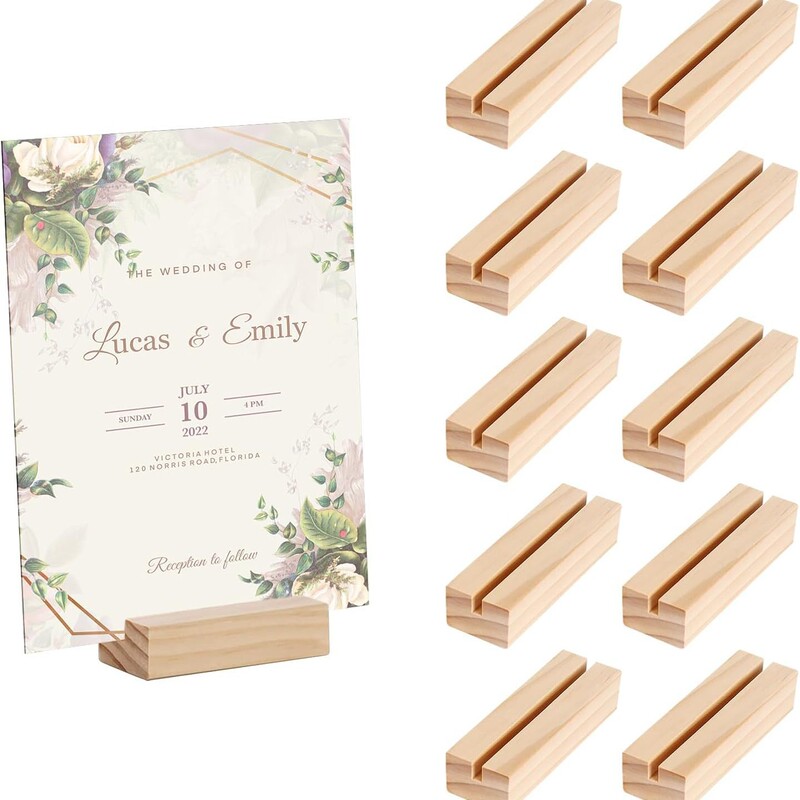Wooden Postcard Base Calendar Bracket Photo Note Clip Wooden Base Place Card Holder Display Rack