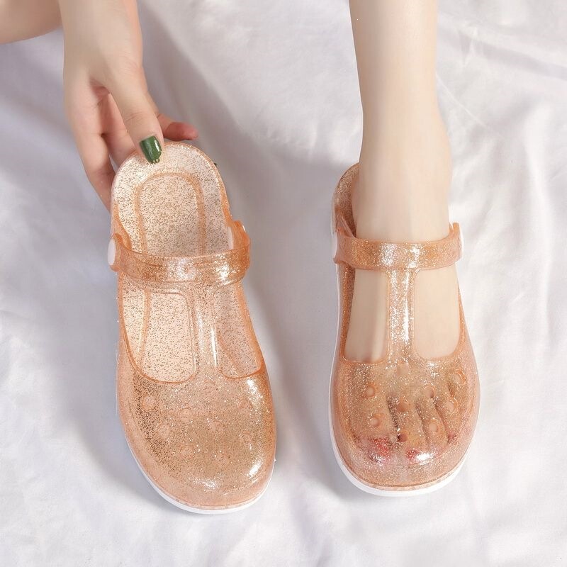 New Summer Clogs for Women, Jelly Sandals, Women's Slippers, Nurse Shoes, Sandals [Direct from Manufacturer] Gold Color