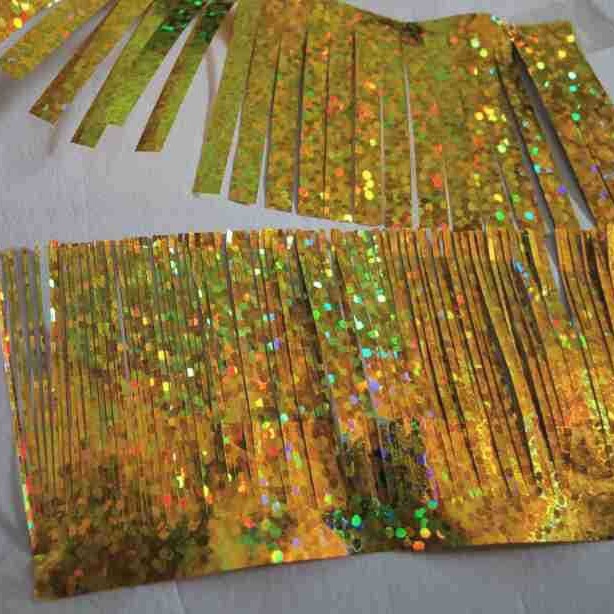 装饰啦啦球水晶球填充金光拉条彩带丝扁平条圣诞树挂银拉丝直条