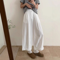 2025年夏の新型レースのワイドパンツの女性韓国版はゆったりしています。