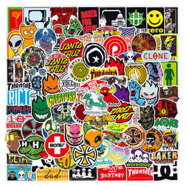 100张潮流品牌logo涂鸦贴画防水手机行李箱冰箱汽车摩托电动贴纸