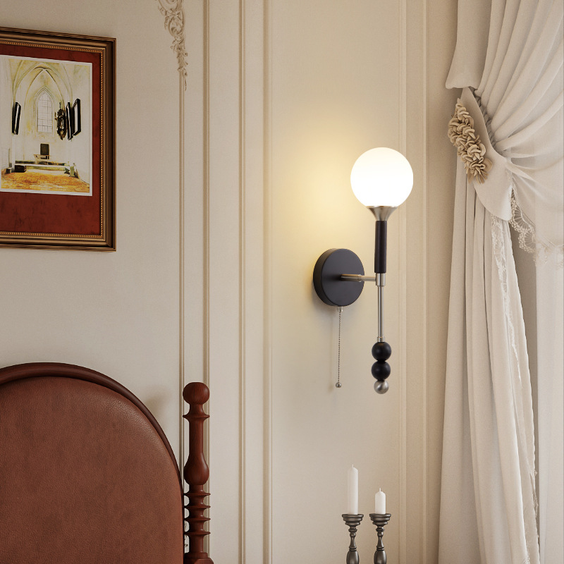 Lámpara de noche nuevo estilo moderno y simple americano retro de alta gama personalidad creativa sofá dormitorio lámpara de pared de cabecera