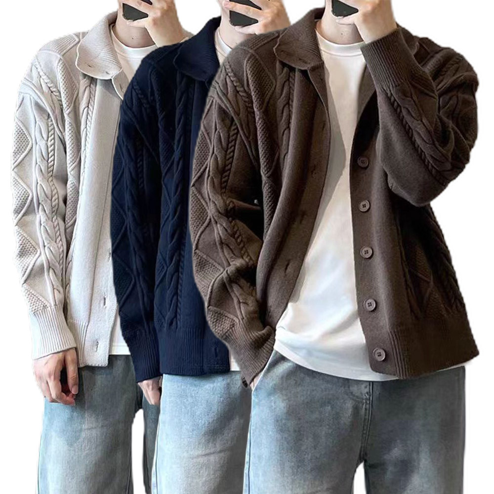 Explosiones transfronterizas de tamaño grande europeo jersey de punto suéter de hombre chaqueta de fijación de ganado chaqueta de invierno fábrica de suéter al por mayor