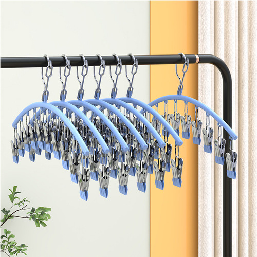 Dip plastic clothespin, windproof clip, multi-functional, traceless, non-slip underwear clip, hook for drying socks, household clothes hanger