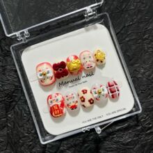 【新年款】纯手工制作可爱卡通少女短圆穿戴美甲贴片可拆卸A653